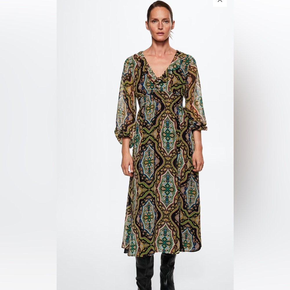 Mango baroque print dress